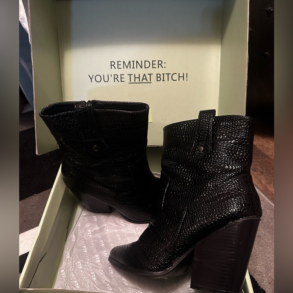 Faux Leather Boots size 9W